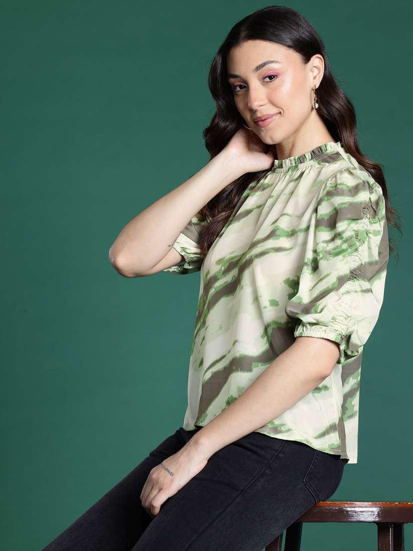 Buy DressBerry Print Puff Sleeve Top Tops for Women 29760918 Myntra