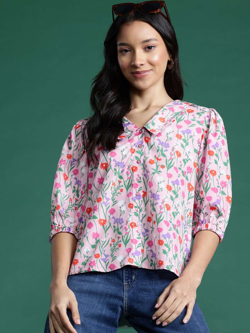 Buy DressBerry Floral Print Puff Sleeve Shirt Style Top Tops for Women 29761016 Myntra