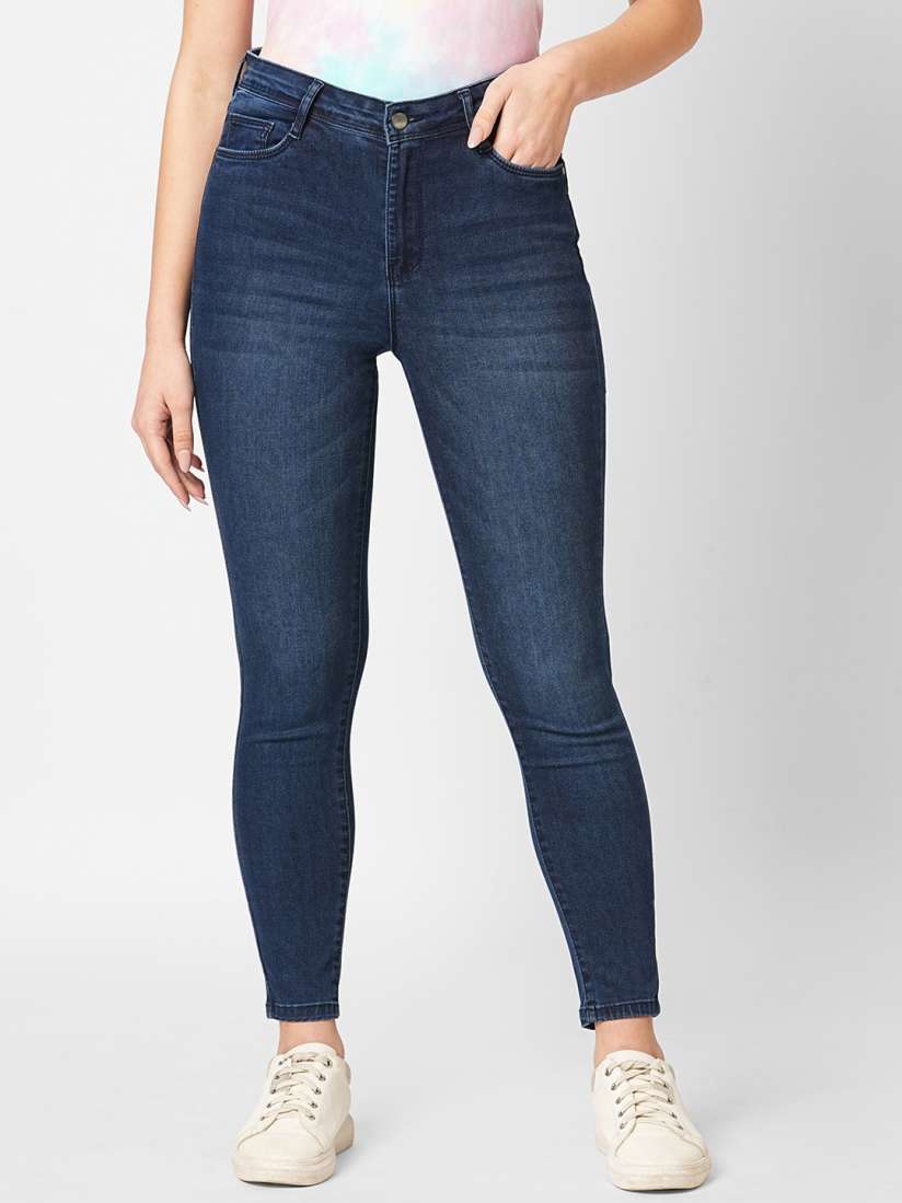 Buy Kraus Jeans Women Skinny Fit High Rise Light Fade Clean Look Cropped Jeans Jeans for Women 29770262 Myntra
