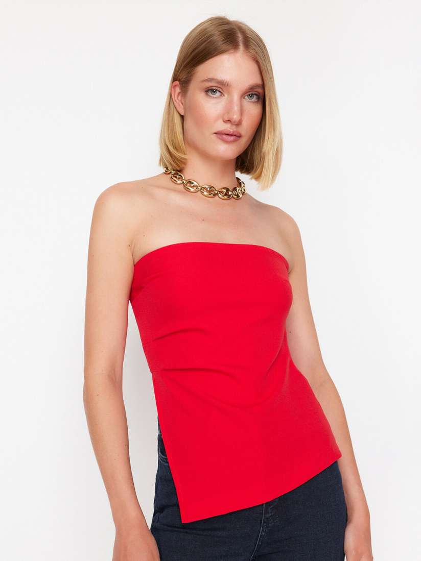 Buy Trendyol Strapless Asymmetric Tube Top Tops for Women 29781076 Myntra