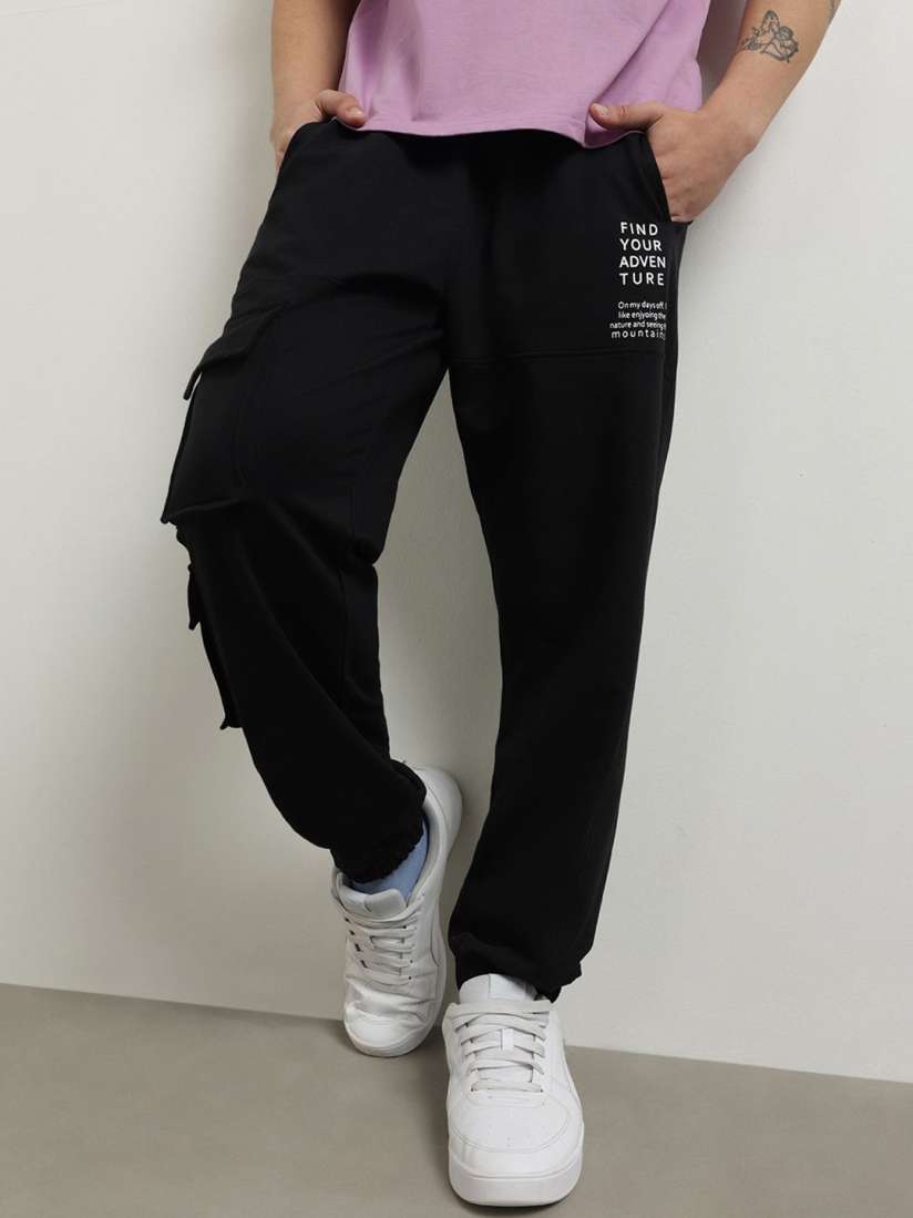 Buy NOBERO Men Typography Printed Relaxed Fit Mid Rise Cotton Joggers Track Pants for Men 29785184 Myntra