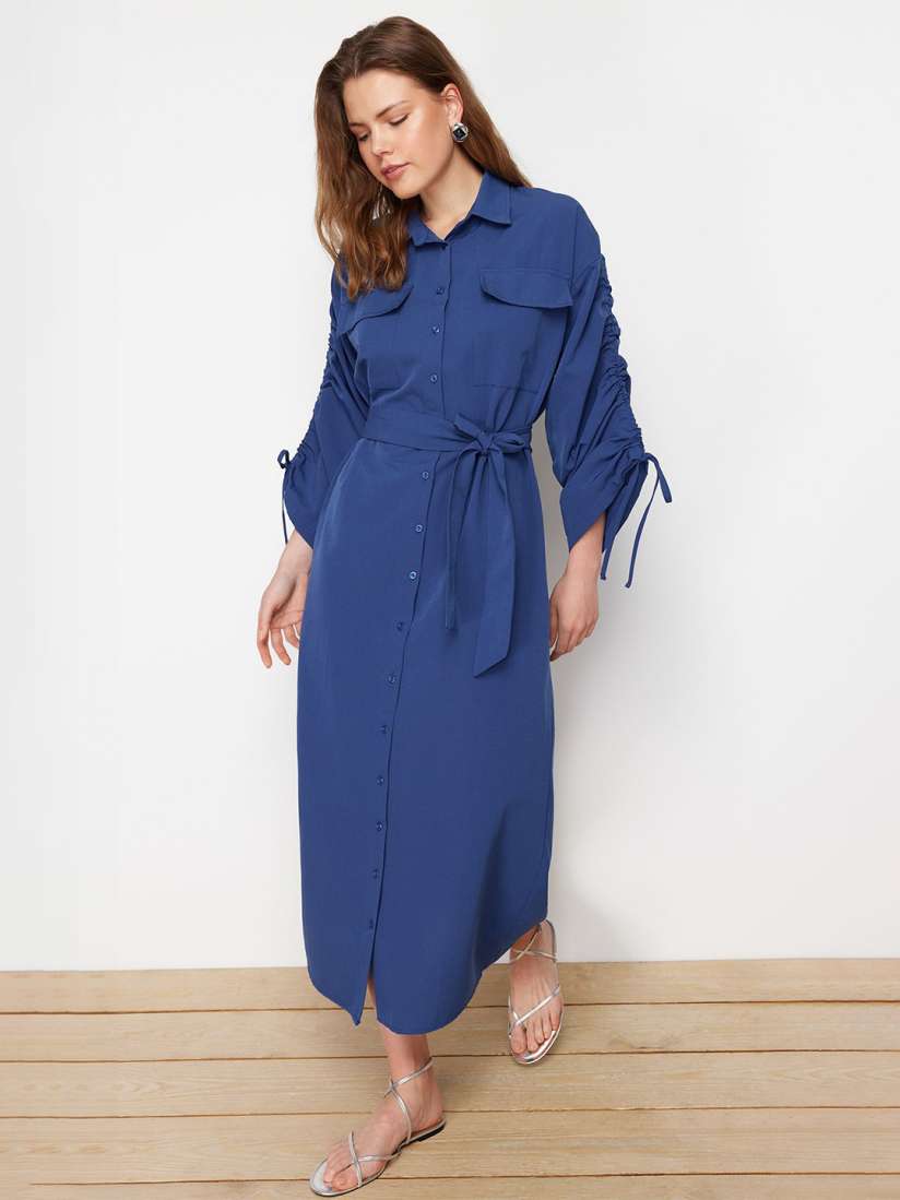 Long sleeve shirt midi dress online