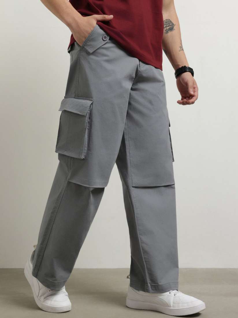 Buy NOBERO Men Solid Baggy Cargo Pants Trousers for Men 29789102 Myntra