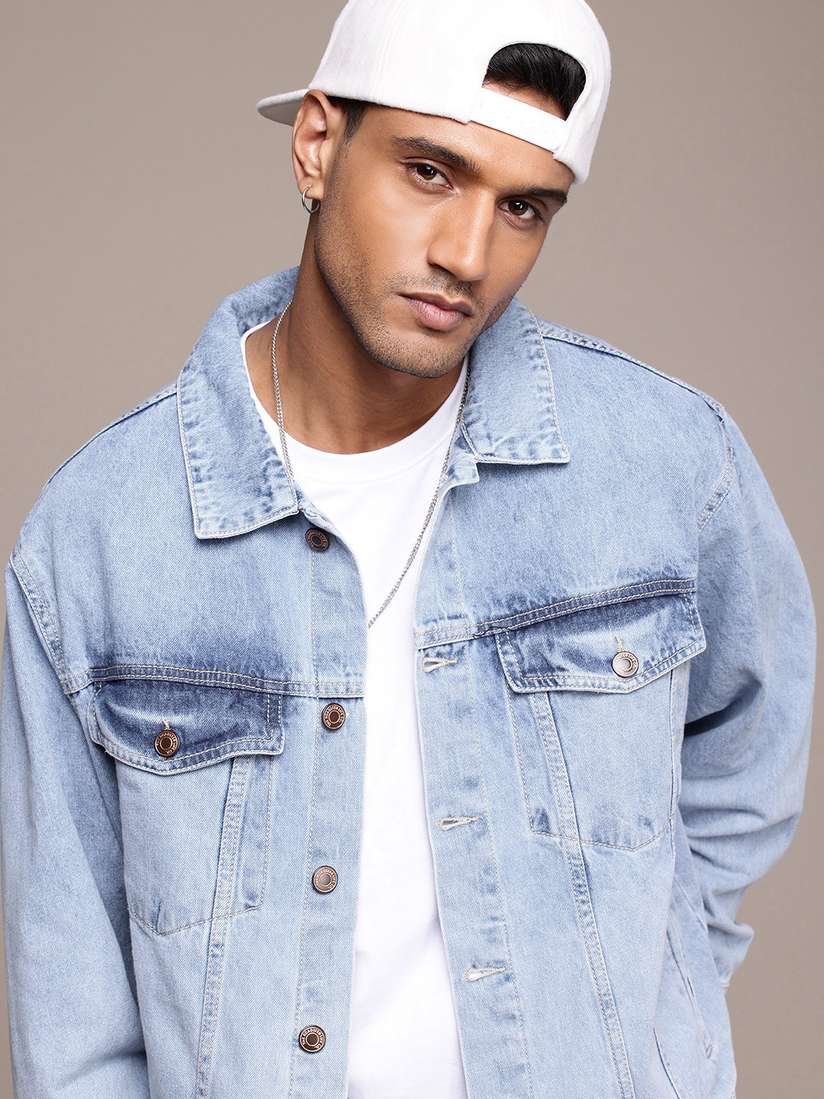 Hooded Jacket Denim Jacket With Cap For Men Denim Jacket Oversized