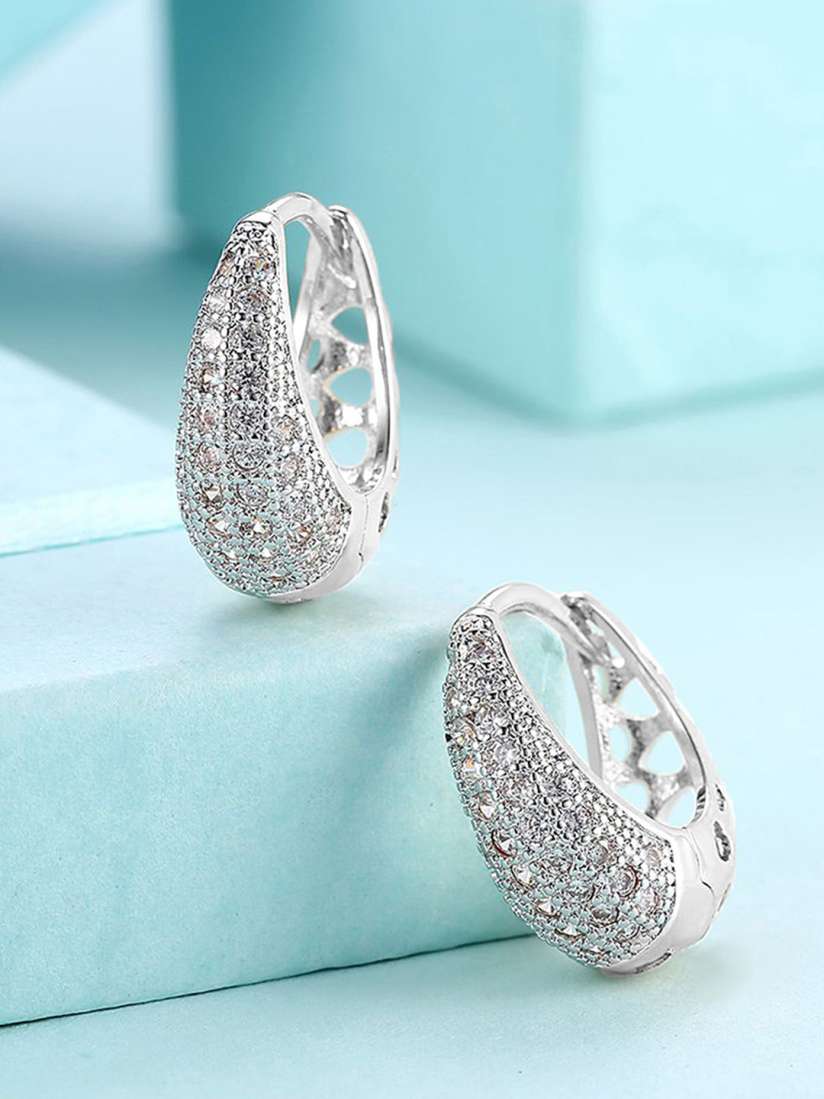Buy Yellow Chimes Silver Plated Swarovski Crystal Classic Hoop Earrings Earrings for Women 29796352 Myntra