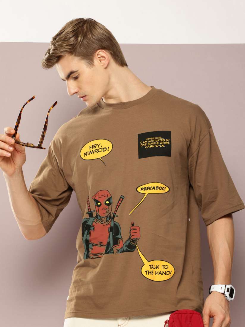 Buy Kook N Keech Marvel Men Deadpool Printed Drop Shoulder Sleeves Oversized T shirt Tshirts for Men 29799986 Myntra
