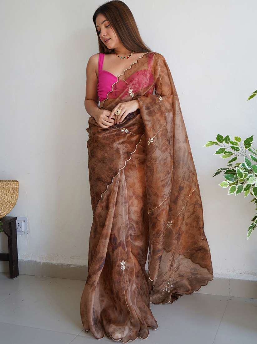 Buy elora Floral Silk Embellished Fancy Saree Sarees for Women 29801204 Myntra