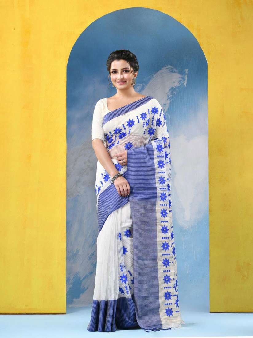 Buy DESH BIDESH Ethnic Motifs Embroidered Pure Cotton Khadi Saree Sarees for Women 29803028 Myntra