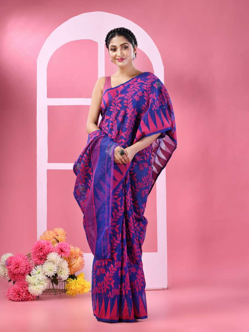 Buy TANTLOOM Ethnic Motifs Pure Cotton Jamdani Saree Sarees for Women 29804308 Myntra