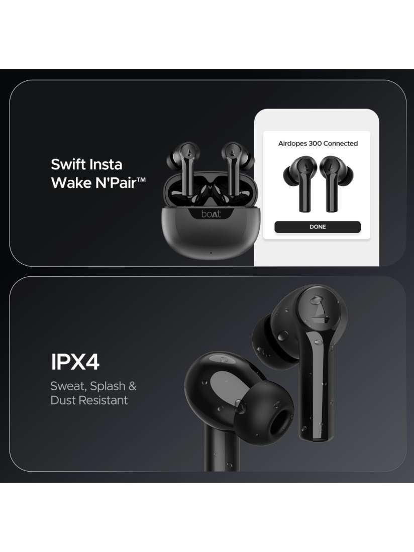 Buy boAt Airdopes 300 TWS Earbuds w 4 Mics AI ENx Spatial Audio 50H Playtime Headphones for Unisex 29820732 Myntra