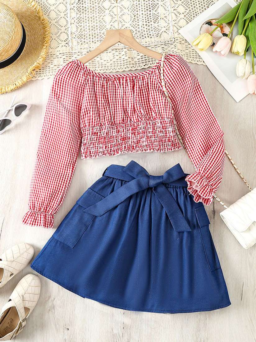 Buy INCLUD Girls Checked Top with Skirt Clothing Set for Girls 29824764 Myntra