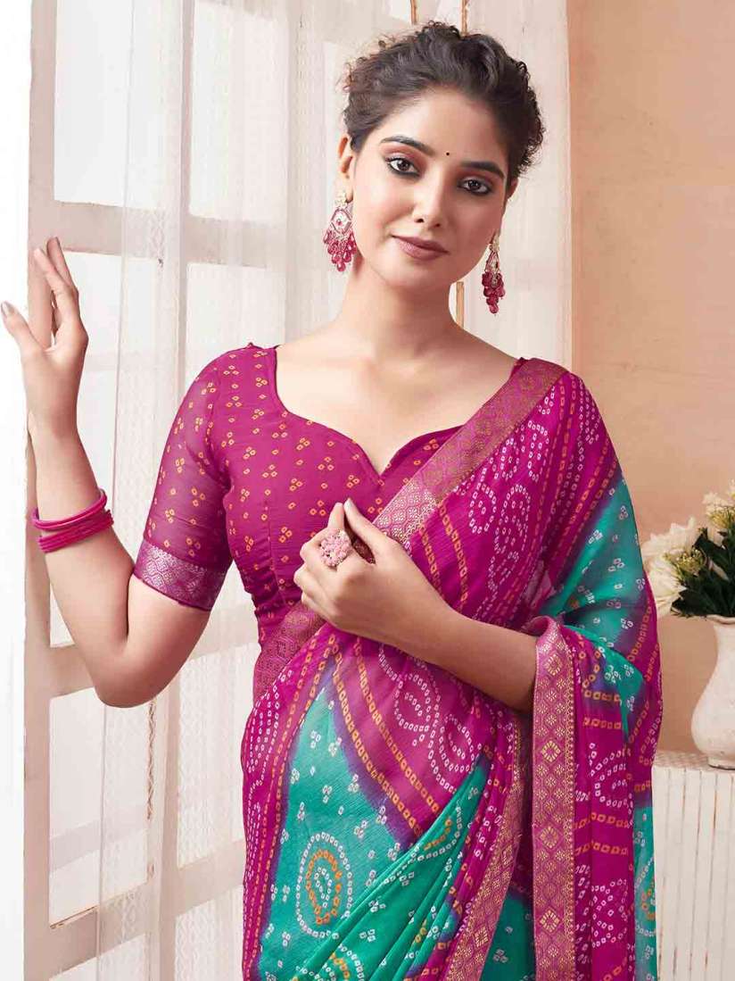 Pure chiffon bandhej saree store