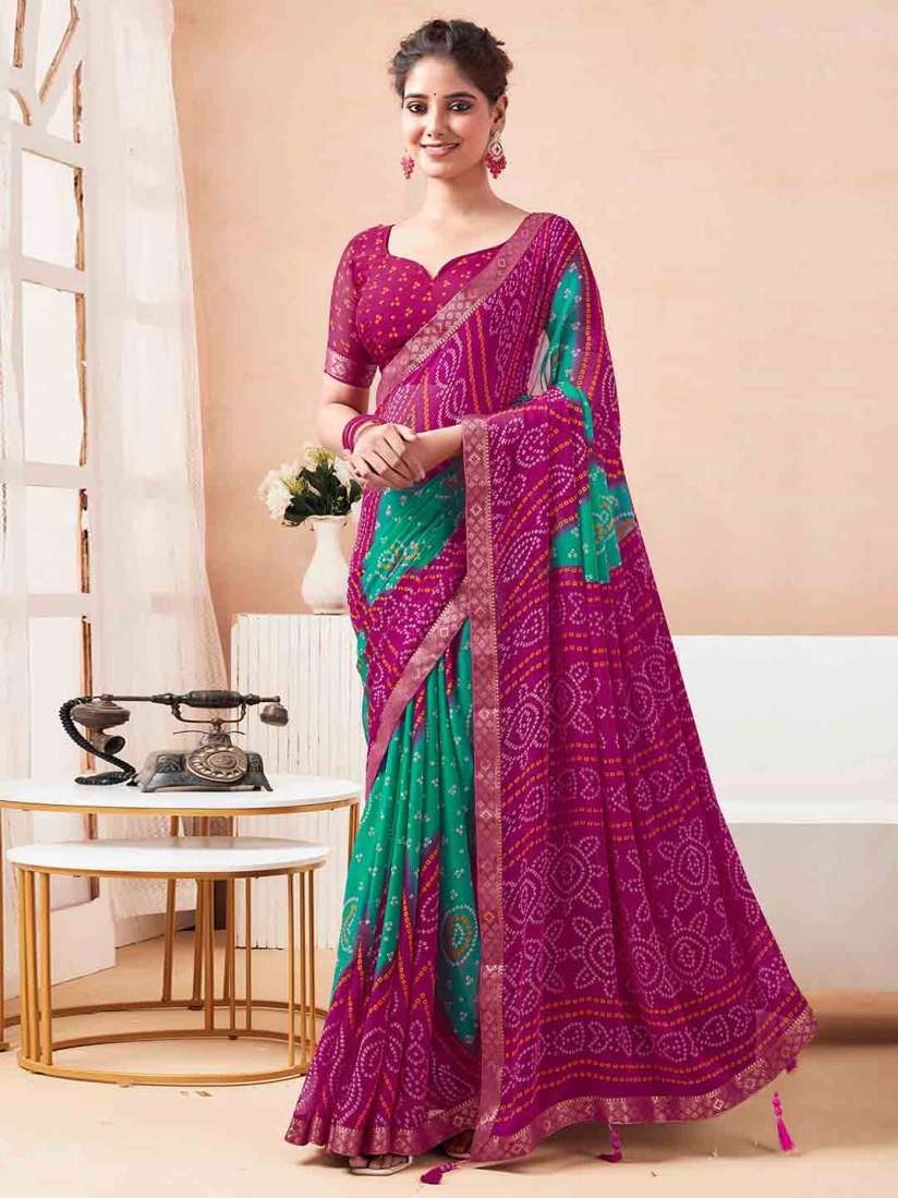 Chiffon bandhani saree store
