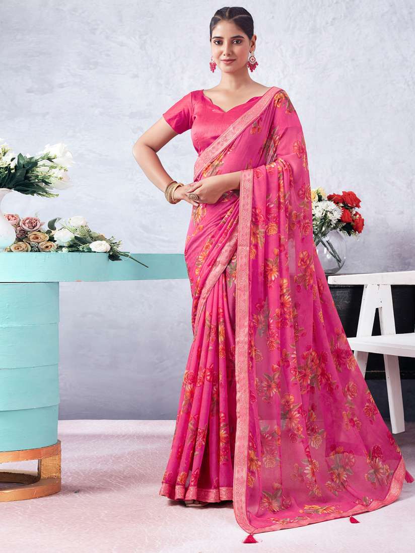 Chiffon saree in myntra clearance