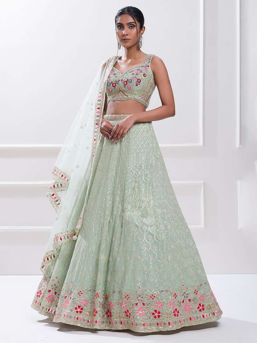 Buy Trendmalls Embroidered Sequinned Semi Stitched Lehenga Unstitched Blouse With Dupatta Lehenga Choli for Women 29835575 Myntra