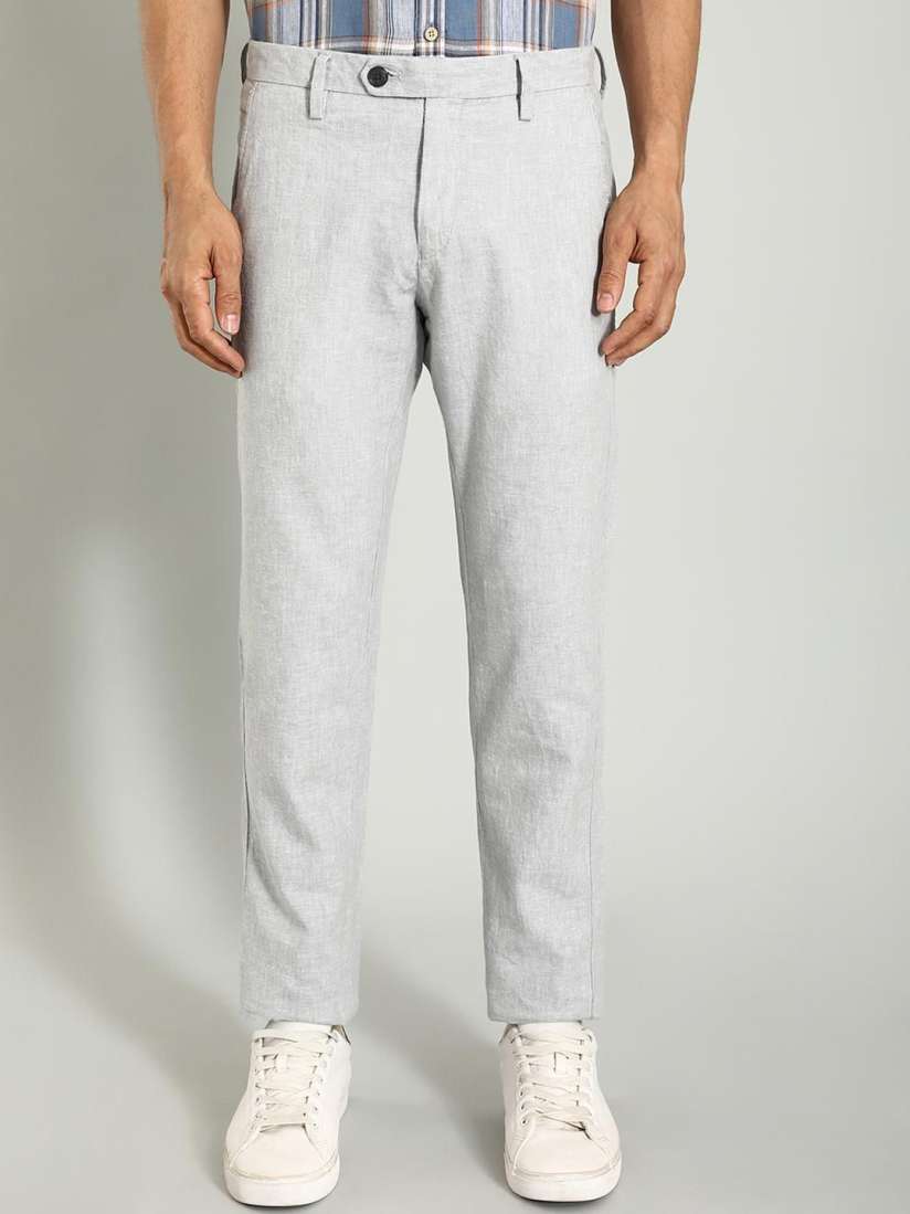 Buy Indian Terrain Men Brooklyn Slim Fit Linen Cotton Trouser Trousers for Men 29835986 Myntra
