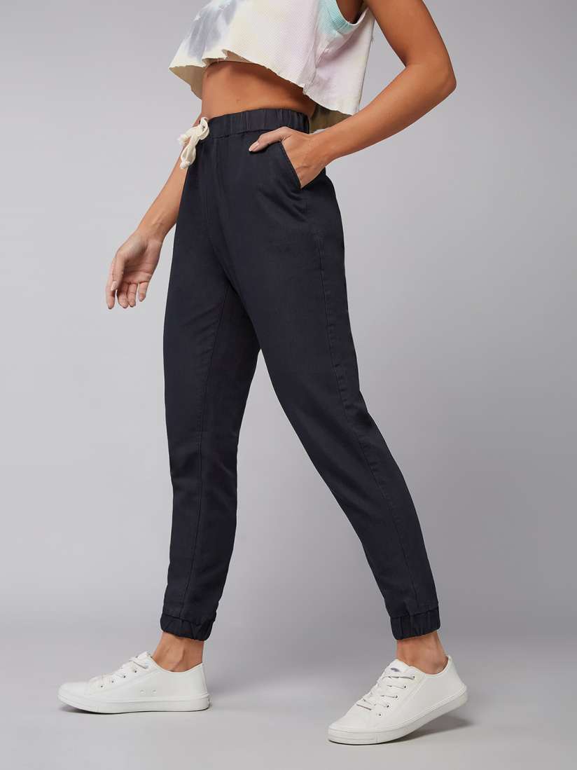 Joggers jeans for womens myntra on sale