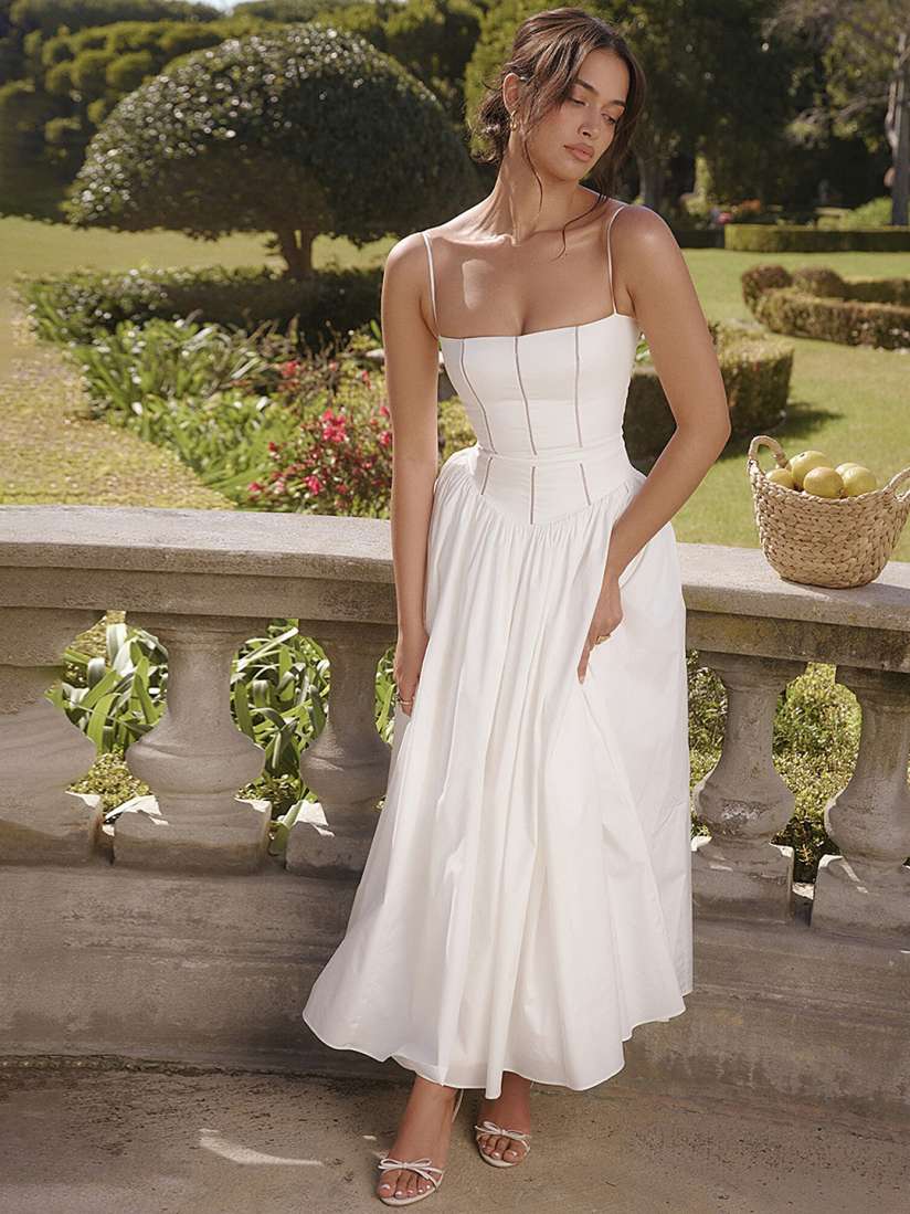 Buy LULU SKY White Shoulder Straps Maxi Dress Dresses for Women 29843634 Myntra