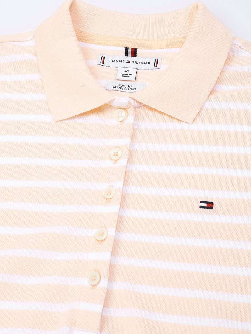 Buy Tommy Hilfiger Striped Polo Collar Cotton Slim Fit T shirt Tshirts for Women 29844419 Myntra