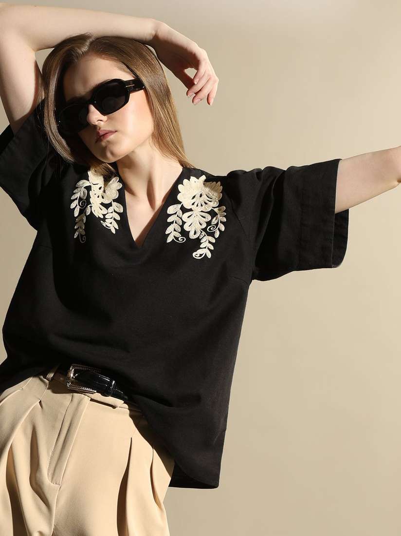 Buy Vero Moda Floral Embroidered Flared Sleeves Casual Top Tops