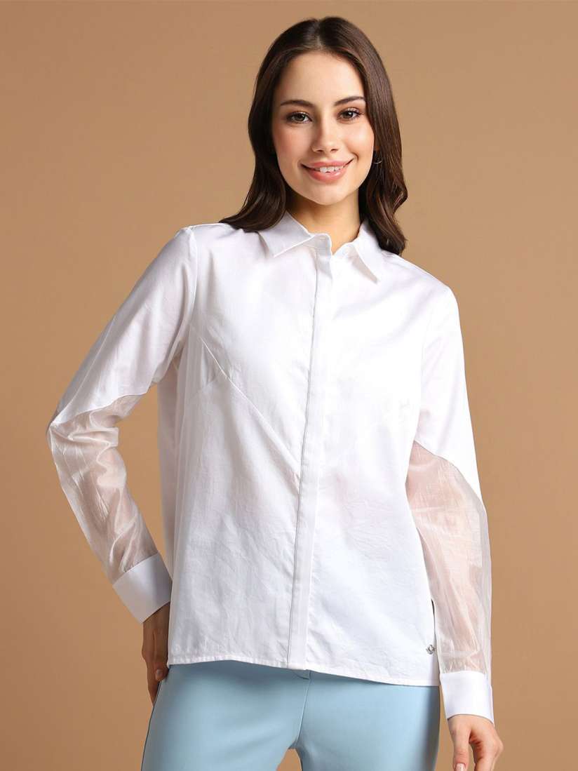 Buy Allen Solly Woman Concealed Button Placket Formal Shirt Shirts for Women 29852156 Myntra