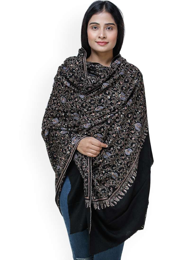 Buy Exotic India Jet Black Intricate Needle Hand Embroidered Pashmina Kashmiri Shawl Shawl for Women 29852813 Myntra