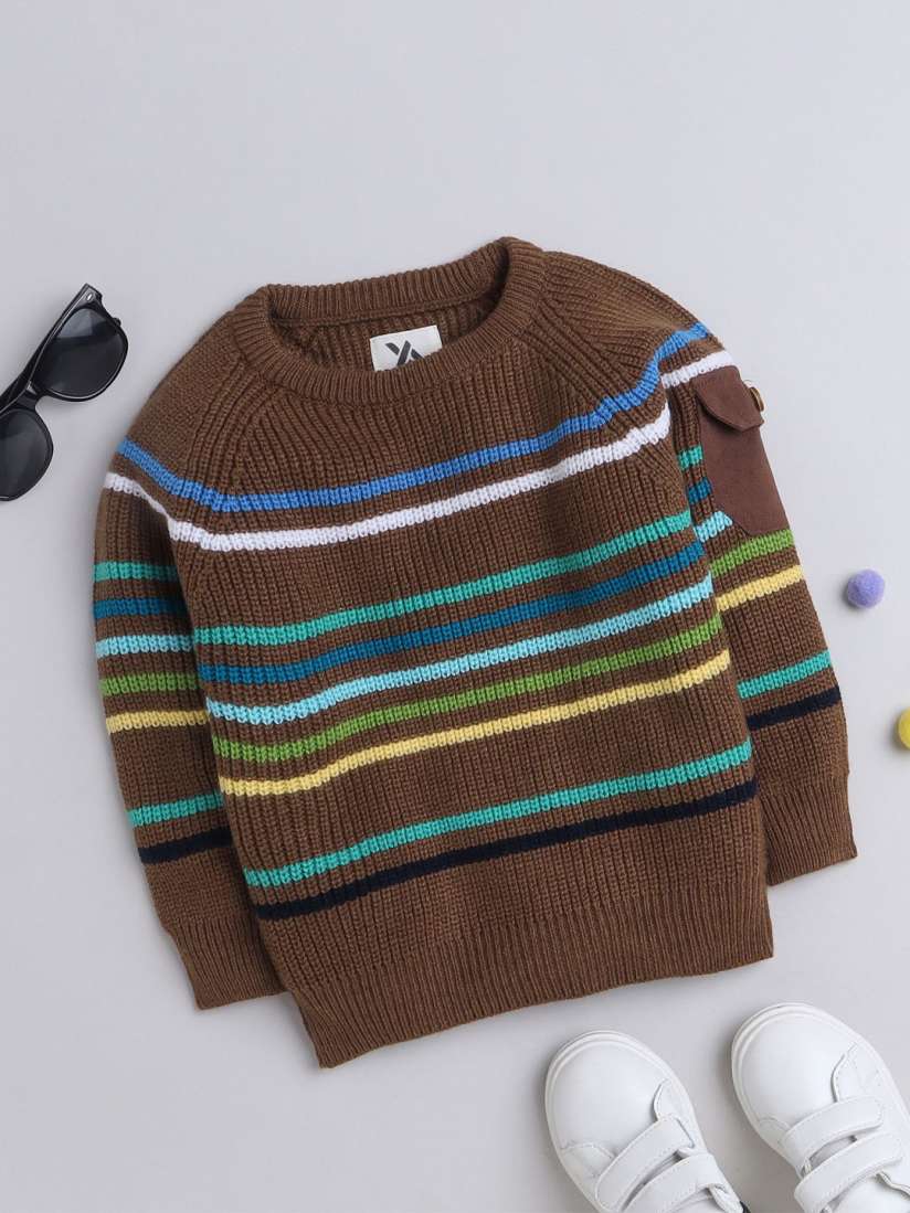 Buy Yellow Apple Boys Round Neck Striped Pullover Sweaters for Boys 29854328 Myntra