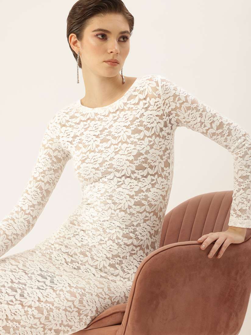 Buy bebe Self Design Semi Sheer Net Maxi Dress Dresses for Women 29854924 Myntra