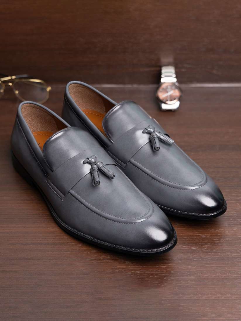 Mens grey formal shoes sales