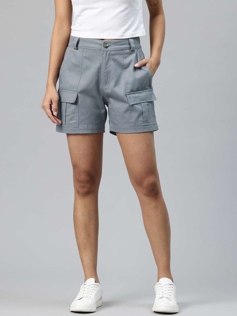 Buy Popnetic High Rise Pure Cotton Cargo Shorts Shorts for Women 29856890 Myntra