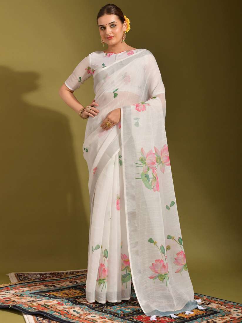 Myntra linen sarees deals