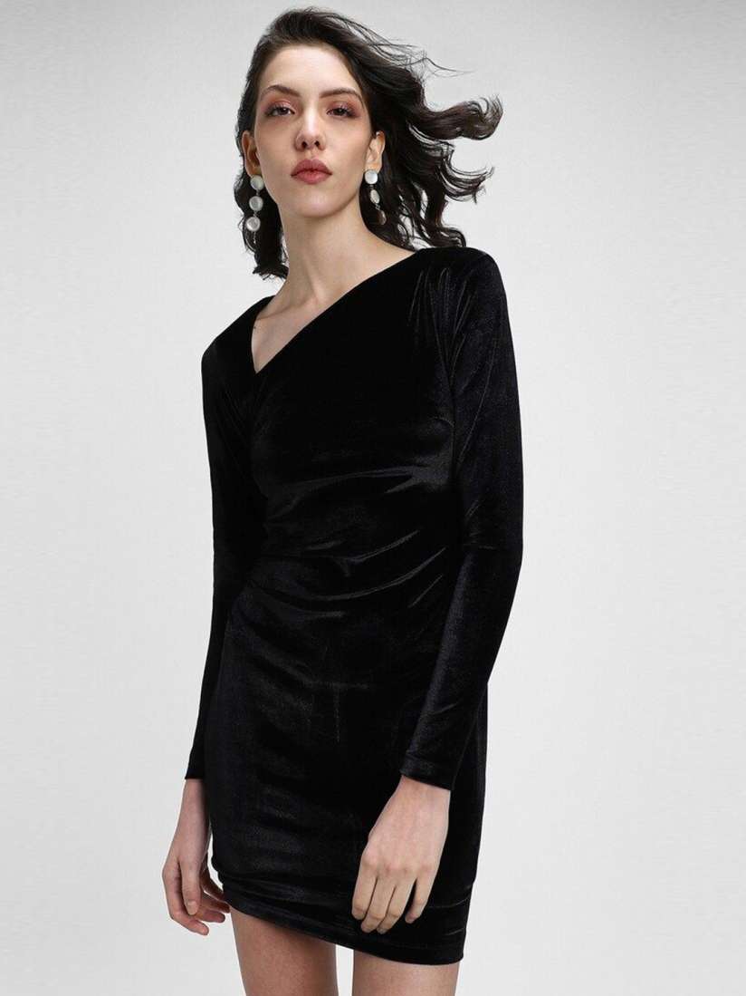 Buy FOREVER 21 V Neck Long Sleeves Bodycon Mini Casual Dress Dresses for Women 29868587 Myntra