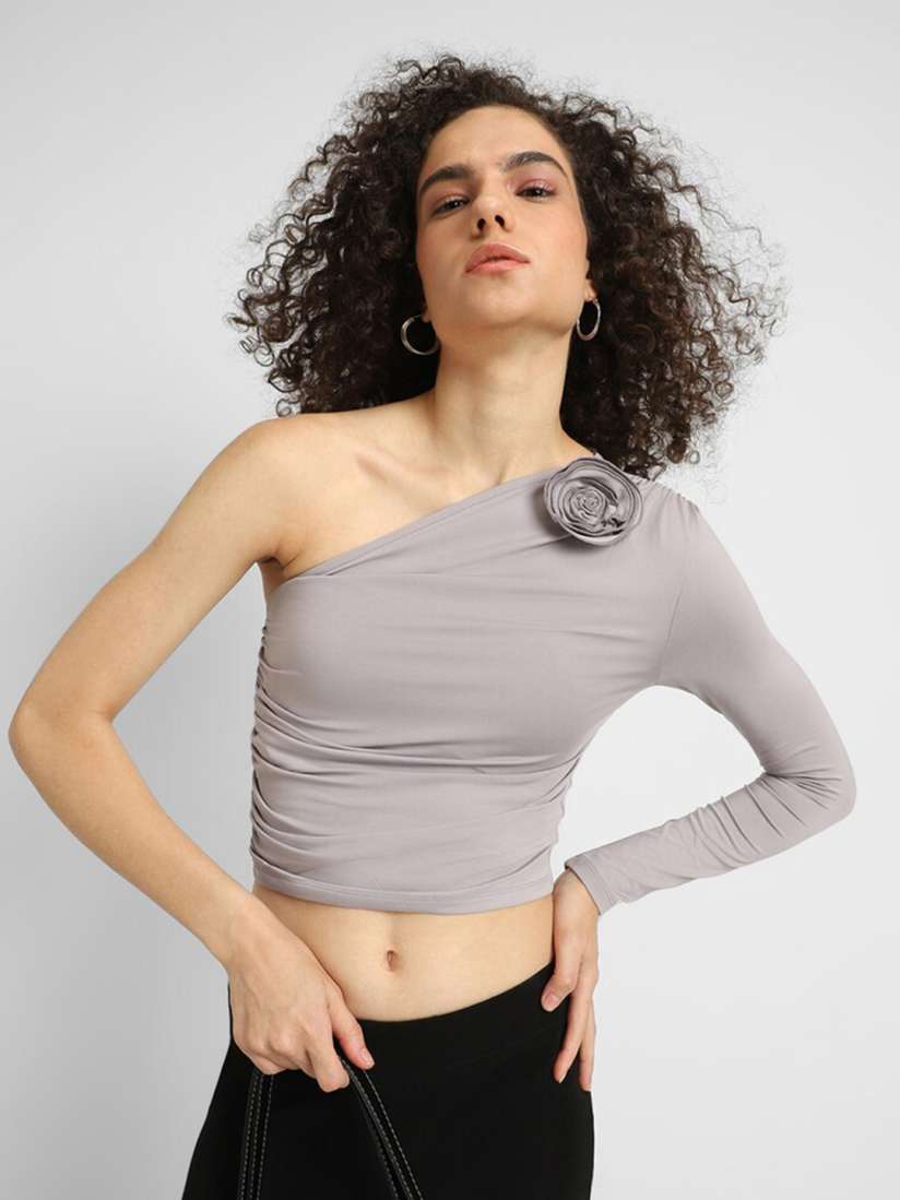 Buy FOREVER 21 Solid One Shoulder Crop Top Tops for Women 29868689 Myntra