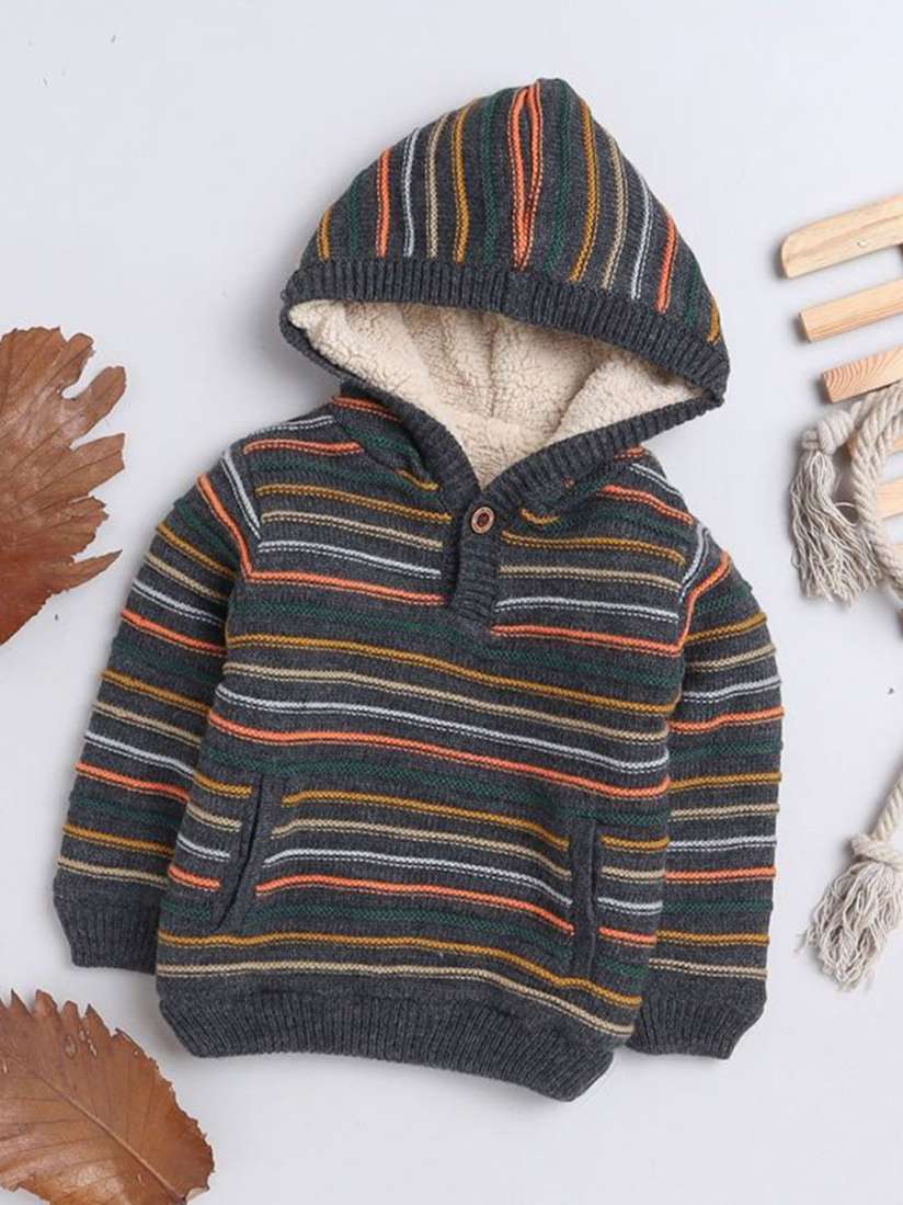 Buy Yellow Apple Boys Striped Hooded Pullover Sweater Sweaters for Boys 29870033 Myntra