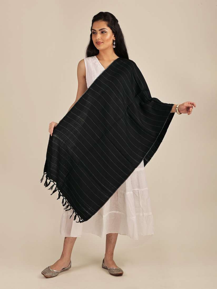 Buy Exotic India Striped Pure Woolen Stole Stoles for Women 29870315 Myntra