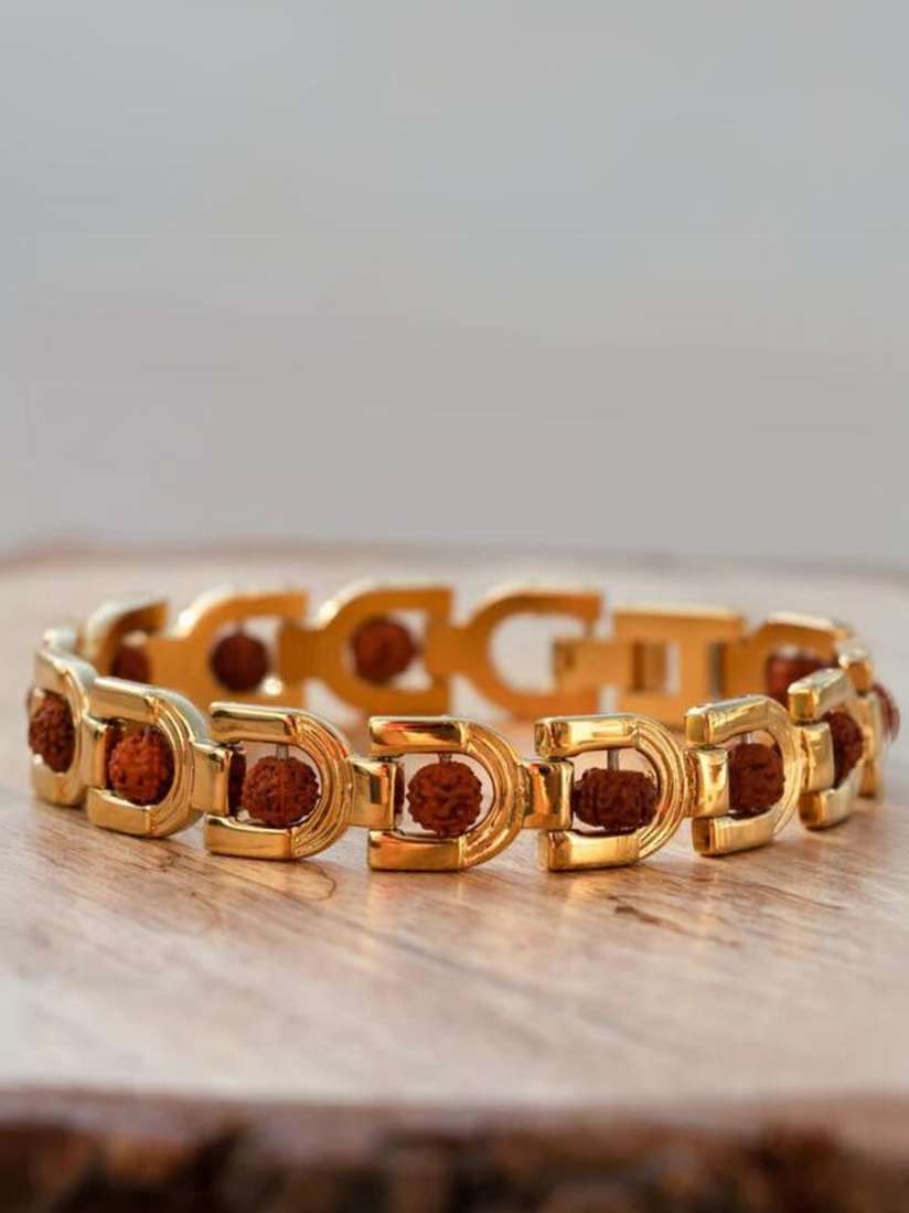Rudraksha gold bracelet for mens hot sale