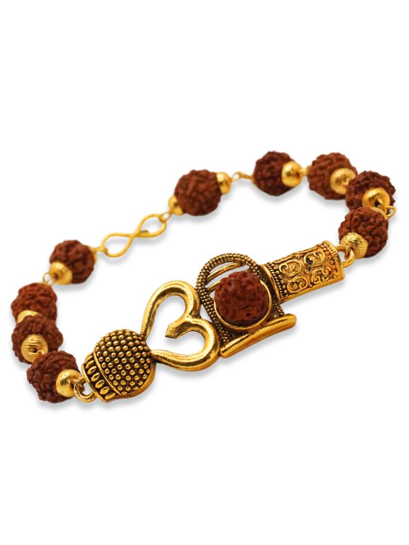 Buy Japam Men Gold Plated Om Rudraksha Bracelet Bracelet for Men 29871657 Myntra