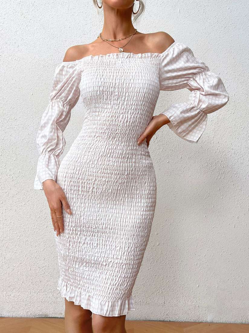 Bebe off the shoulder bell sleeve dress cheap