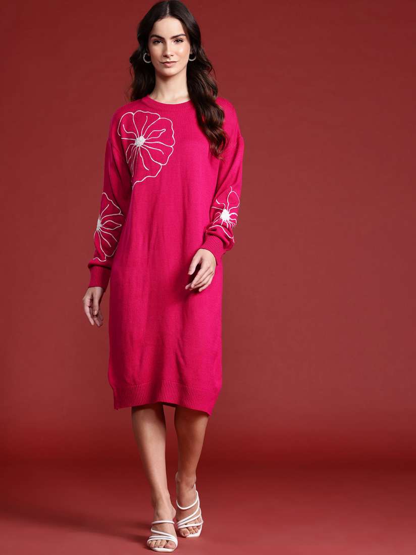Buy all about you Floral Embroidered Puff Sleeve Sheath Dress Dresses for Women 29893260 Myntra