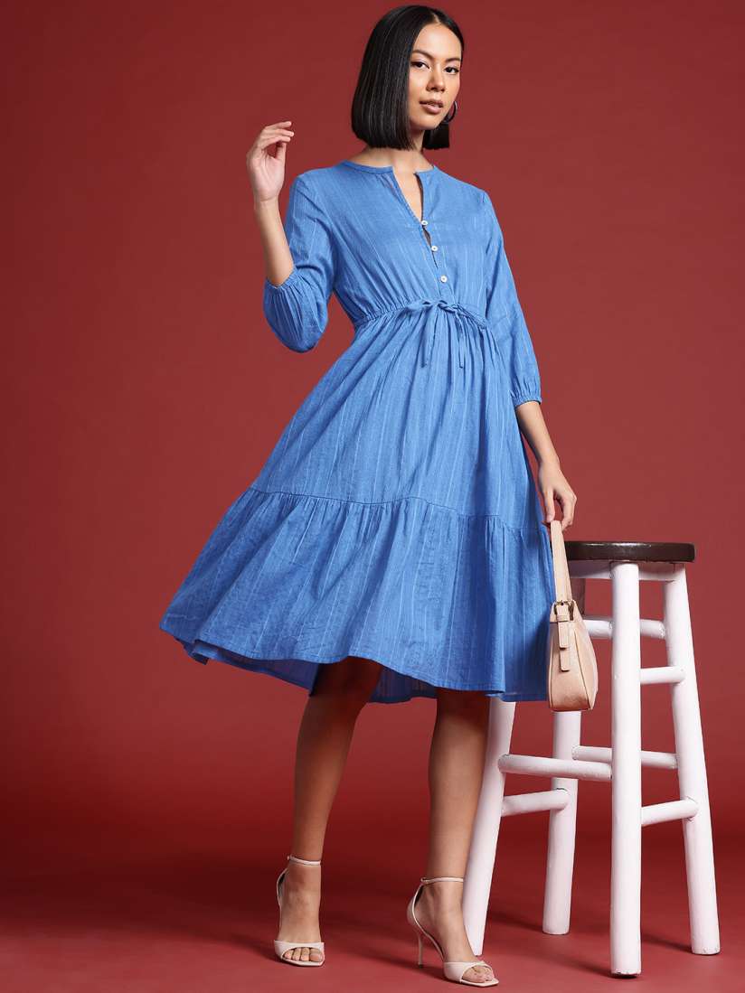 Buy All About You Formals Pure Cotton Puff Sleeve A Line Dress Dresses for Women 29893401 Myntra