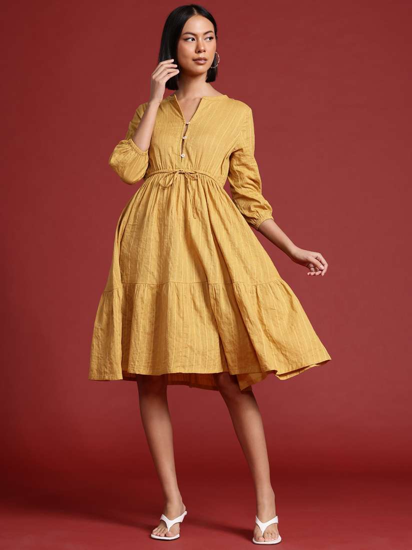 Buy all about you Pure Cotton Puff Sleeve A Line Dress Dresses for Women 29893438 Myntra