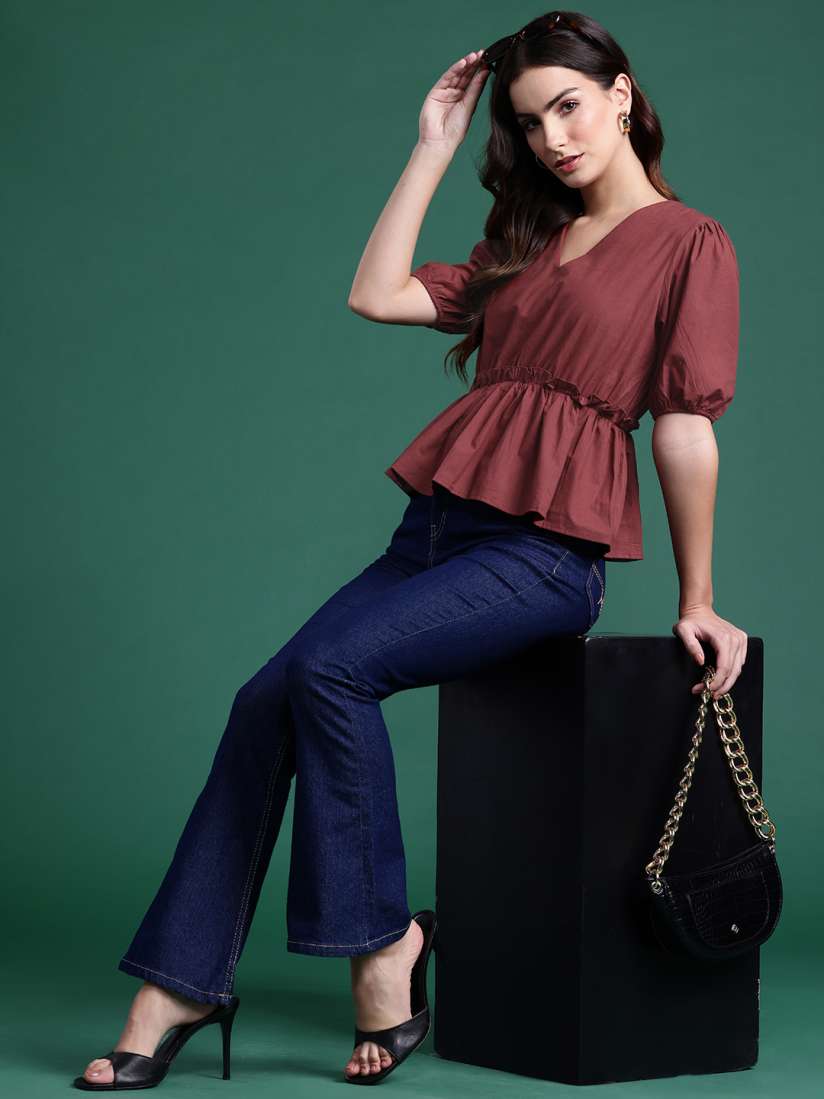 Buy DressBerry Pure Cotton Cinched Waist Top Tops for Women 29893933 Myntra