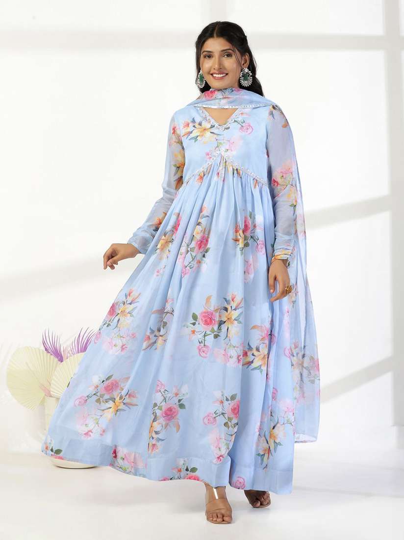 Buy FASHION DREAM Floral Print Chiffon Maxi Dress - Ethnic Dresses  