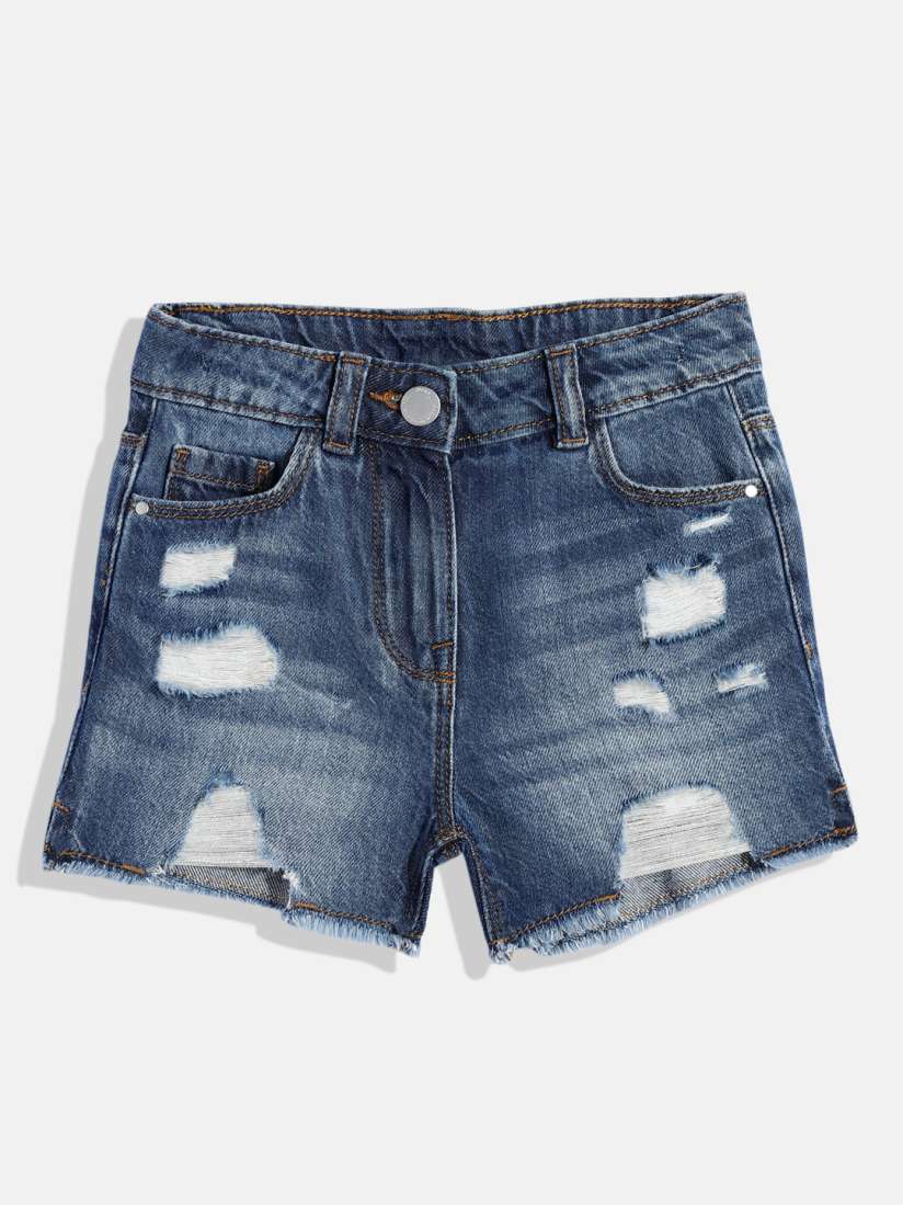 Buy NEXT Girls Regular Fit Distressed Denim Shorts Shorts for Girls 29905693 Myntra