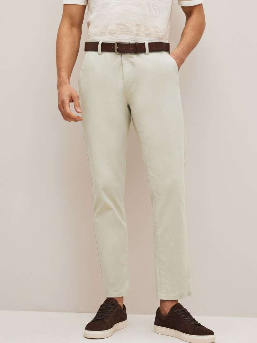 Buy NEXT Men Smart Casual Trousers With Belt Trousers for Men 29905700 Myntra