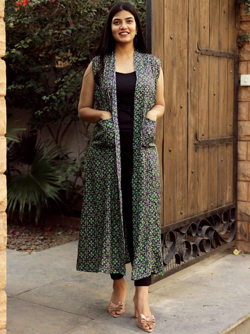 Buy Exotic India Women Vintage Pure Silk Longline Jacket with Pockets Jackets for Women 29906464 Myntra