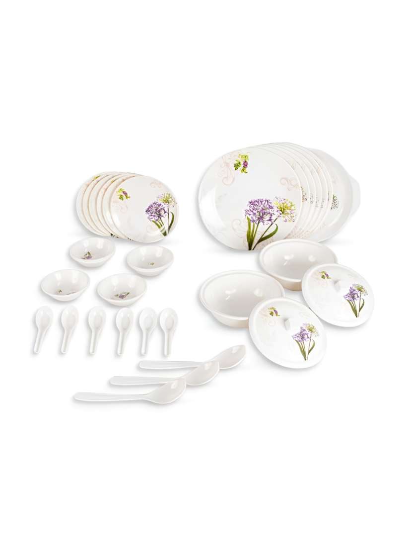 Buy USHA SHRIRAM Dine Smart White Green 32 Pieces Melamine BPA Free Dinner Set Dinner Set for Unisex 29916671 Myntra
