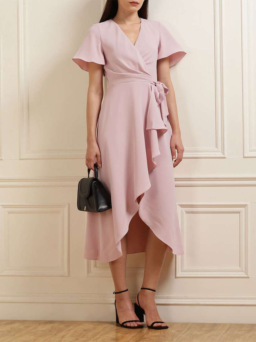 Buy Phase Eight V Neck Short Flared Sleeves Wrap Mid Dress