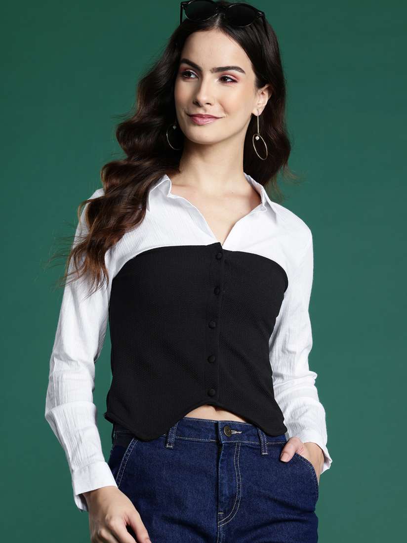 Buy DressBerry Colourblocked Shirt Style Top Tops for Women 29920451 Myntra