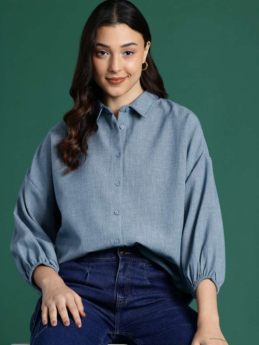 Buy DressBerry Pure Cotton Drop Shoulder Sleeve Shirt Shirts for Women 29920488 Myntra